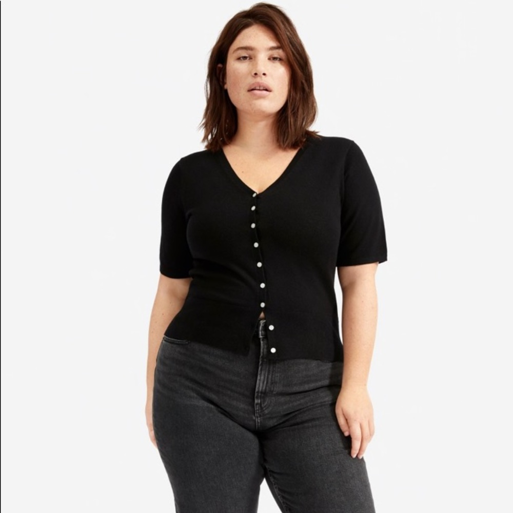 Everlane Cotton-Merino Short Sleeve Cardigan